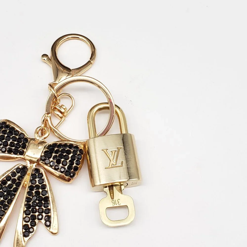 Louis Vuitton Gold Lock 🔒 Authentic LV Key + Unbranded Ribbon Bag Charm